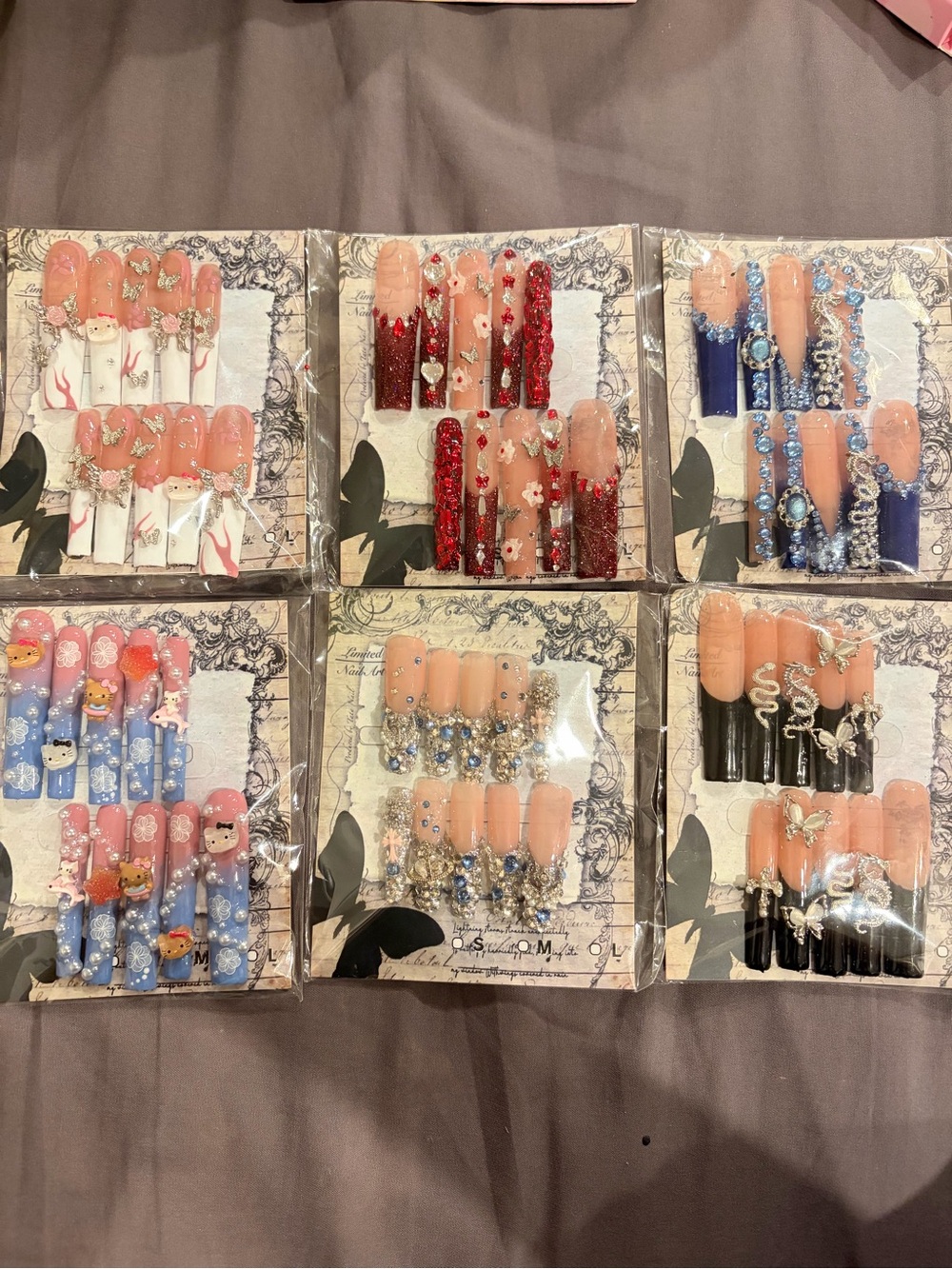 cute long handmade nails (fits size s&xs)
